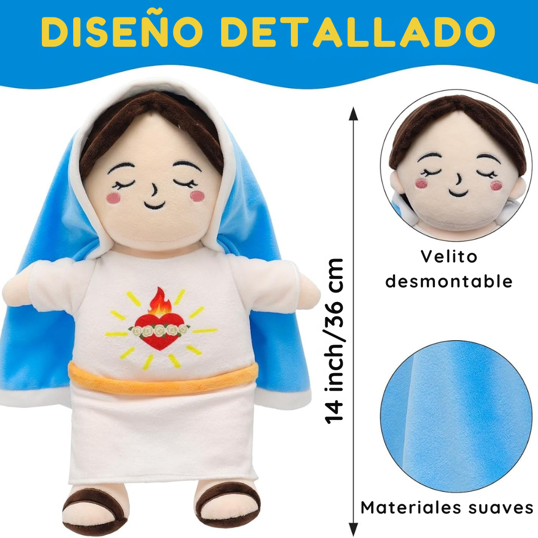 Peluche de la Virgen María que respira
