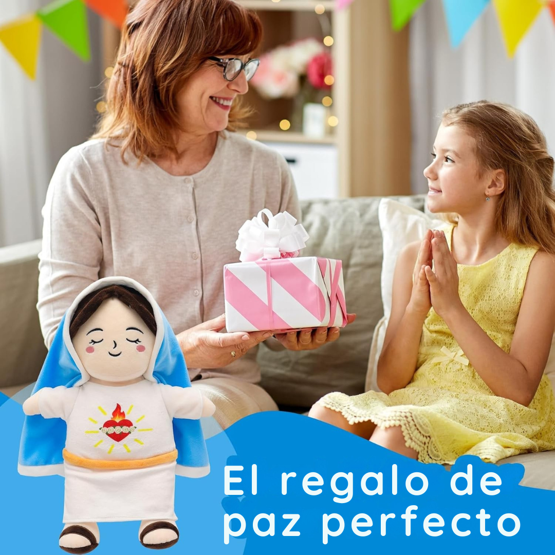 Peluche de la Virgen María que respira