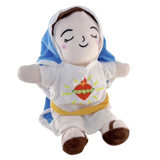 Peluche de la Virgen María que respira